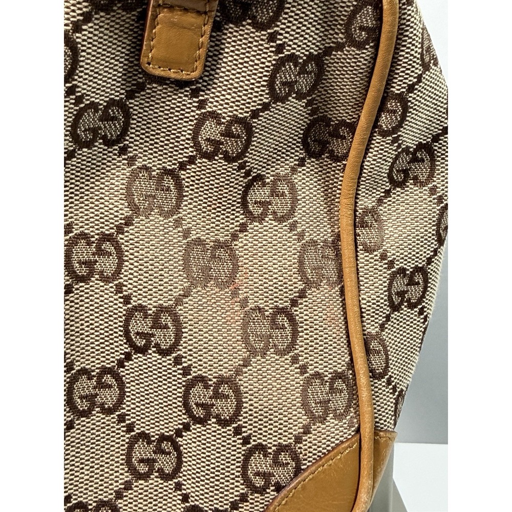 GUCCI Mini Boston Bag Shoulder Bag Canvas Beige Sherry Line Authentic Ladies0037 - Picture 6 of 16